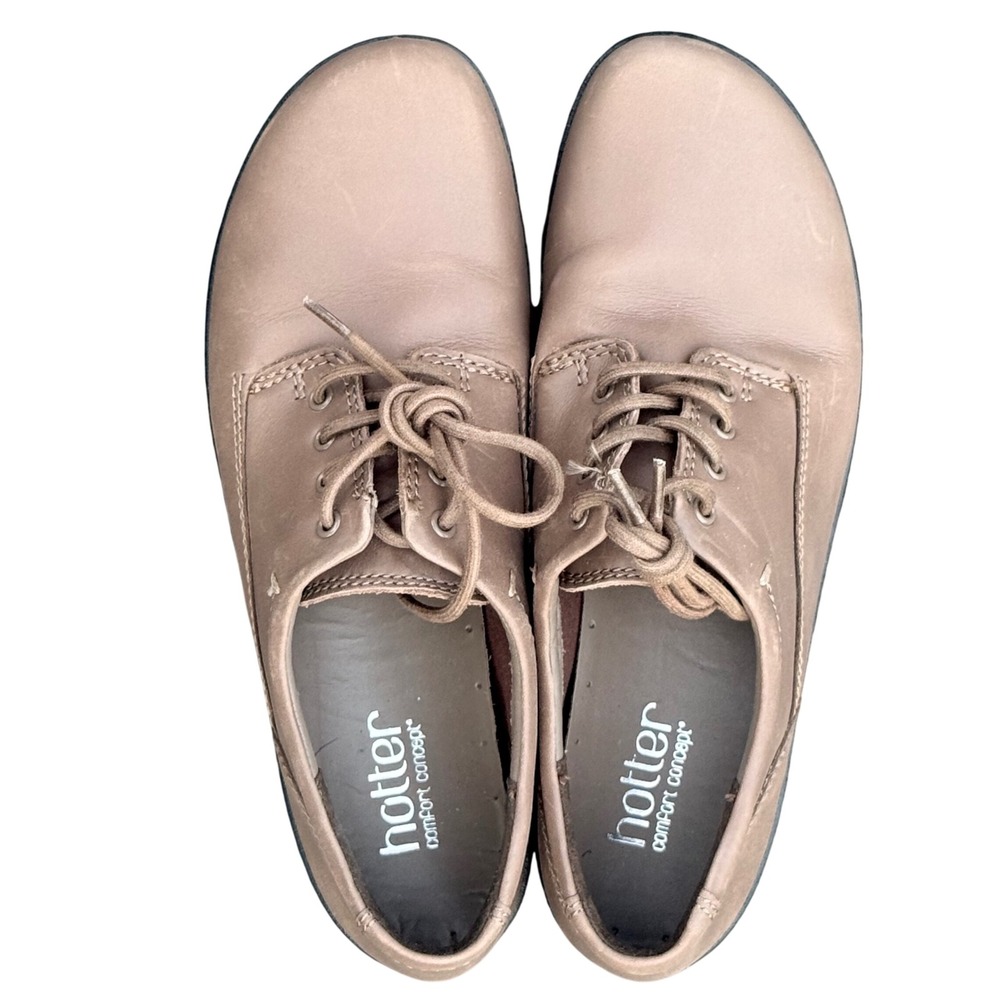 Hotter Comfort Concept Leather Lace Up Shoes Taupe Brown Oxford Womens 6 UK 8 US
